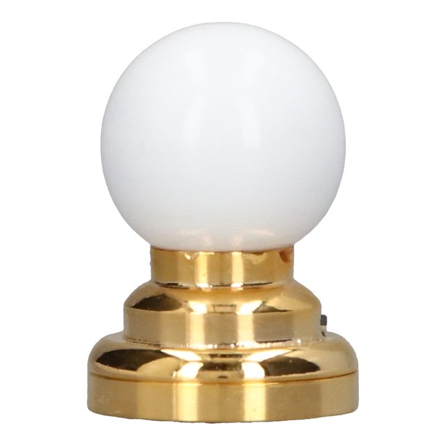 Dollhouse Lamp Props, White Gold Round Appearance Battery Powered Miniature Ceiling Lamp 1/12 Scale For Microscopic Scene