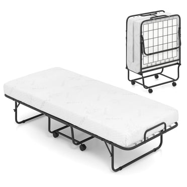 Costway Lit Pliant avec Matelas 74 Pouces x 31 Pouces Format Couchette Lit d'Appoint Roulant Gain de Place