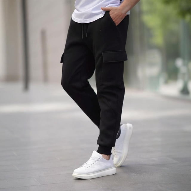 Ceisia Men Solid Color Loose Casual Pants Elastic Waist Drawstring Sports Gift Work Trousers