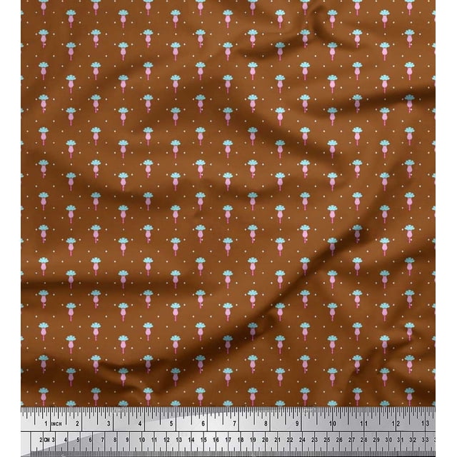Soimoi Poly Georgette Fabric Dot & Floral Artistic Decor Fabric Printed Yard 42 Inch Wide