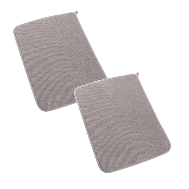 Oleegame 2PC Placemat Fiber Absorbent Fast Drying Place Mat Drain Dry Pad Pot Cup Butterfly Dry Mat Gray