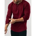 thumbnail image 4 of FAROOT Men's Spring Autumn Casual T-shirt Solid Color Long Sleeve Crewneck Button Down Shirt Tops, 4 of 7