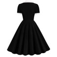 thumbnail image 3 of Amzcrzy Midi Robes pour Femmes Robes pour Femmes Robes pour Femmes Robe Européenne pour Femmes et Col à Revers Couleur Unie Patchwork Boutons Mode Robe Patchwork Jupe à Grand Ourlet Manches Courtes-Col Longueur Genou, 3 of 3