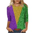 thumbnail image 1 of Penkiiy 2024 Chemise Manches 3/4 Mardi Gras Blouse Fantaisie Carnaval Masque Imprimé Tunique Thème Fête Col Rond Tee m Multicolore, 1 of 5