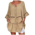 thumbnail image 1 of Birdeem Womens Short Sleeve Plus Size Solid Hollow Out V-Neck Pullover Tops Shirt, 1 of 9