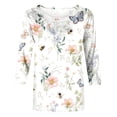 thumbnail image 5 of Pompotops T-shirt Ample Imprimé pour Femme, Blouse Mi-Longue à Manches 3/4, Col Rond, Hauts Décontractés, Liquidation, 5 of 5