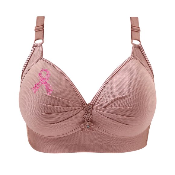 FAVIPT Wireless Bra Women Floral Print Bralettes Push Up Comfort Soft Underwear Breathable Everyday Senior Bra 2025 Pink,M