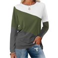 thumbnail image 1 of Pxiakgy Vente Chaude!! Hauts à Blocs de Couleur pour Femmes Tunique à Manches Longues Décontractée Col Rond Pull Chemises à Blocs de Couleur pour Femmes Hauts à Manches Longues Décontractés Col Rond Pull Vert Armée m, 1 of 7