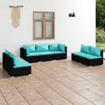 thumbnail image 1 of vidaXL 7 Piece Garden Lounge Set with Cushions Poly Rattan Black, 1 of 4