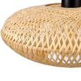thumbnail image 2 of 1-Light Matte Black Pendant Light with Blonde Bamboo Shade, 2 of 9