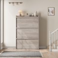 thumbnail image 3 of AKDSteel Shoe Cabinet with 3 Flip Drawers, Wooden Shoe Organizer with Adjustable Shelf, Grey, 3 of 7