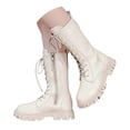 thumbnail image 3 of Wdgfv Bottes de Combat Mi-Mollet à Lacets pour Filles, Mode, Bout Rond, Fermeture Éclair Latérale, Semelle Crantée, Style Punk Goth, pour Tout-Petit, Petite Enfant, Grande Enfant, Blanc, 5-5,5 Ans, 3 of 7