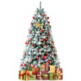 thumbnail image 1 of Patiojoy 6FT Snow Flocked Artificial Christmas Hinged Tree Pre-lit Artificial Xmas Full Tree with 928 Branch Tips, 1 of 10