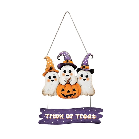 WMQPNNS New Trending Halloween Wooden Welcome Sign Hanging Front Door Hanger for Holiday Seasonal Home Party Decoration Todays Deals Clearance Sale
