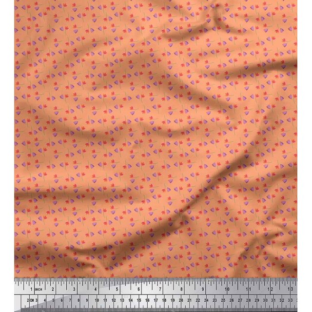 Soimoi Velvet Fabric Flower Artistic Print Sewing Fabric Yard 58 Inch Wide