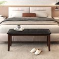 thumbnail image 4 of Gymax Upholstered PU Dining Room Bench Solid Wood Button Tufted Dining Room Bench, 4 of 9