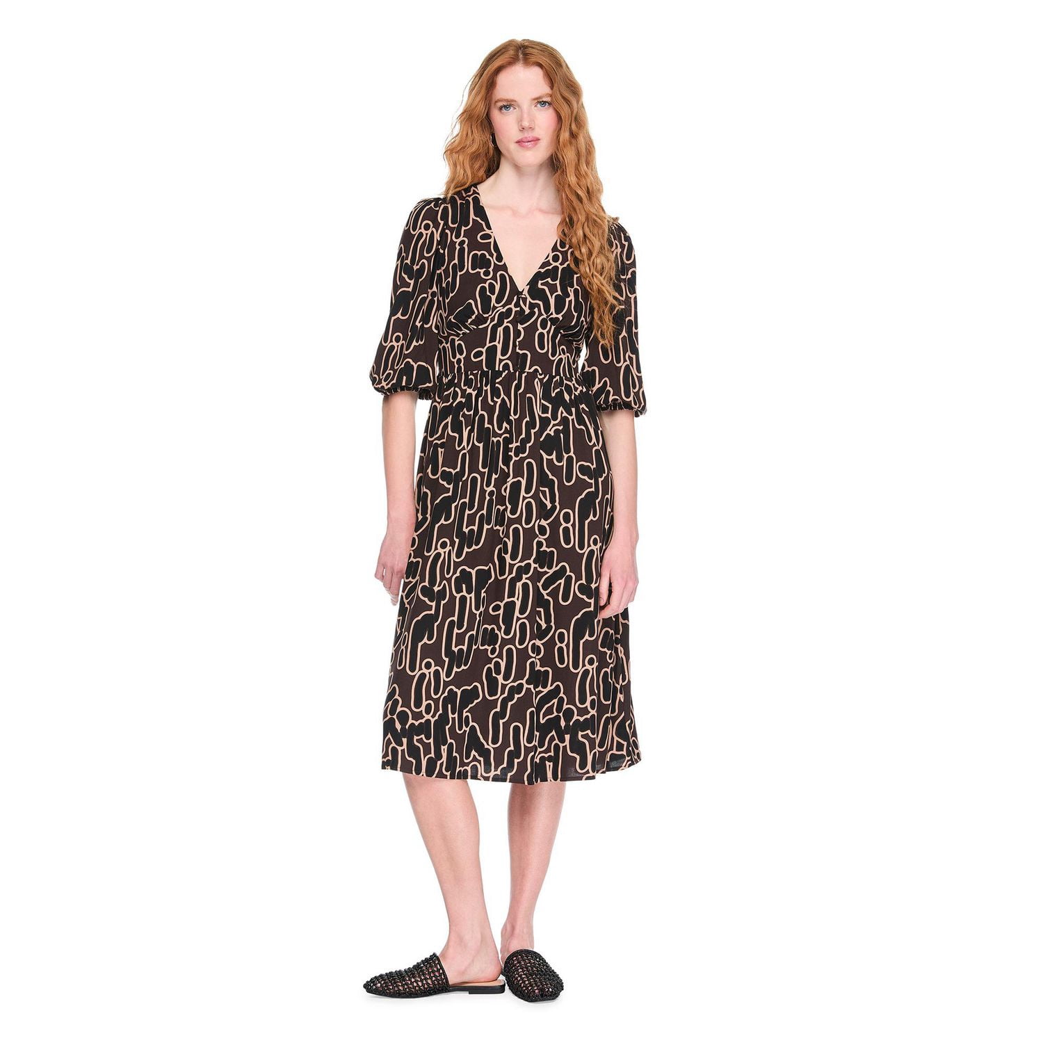 Robe paysanne mi-longue George pour femmes