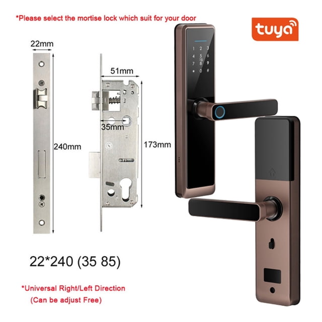 Biometric Fingerprint Door Lock DB20 Black Smart Lock Tuya App Remote Unlocking Keyless Lock Electronic Door Lock ,More Secure