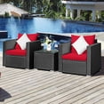 thumbnail image 1 of Costway 3PCS Patio Rattan Wicker Furniture Set Sofa Table W/Cushion Yard Red, 1 of 10