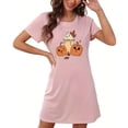thumbnail image 1 of Sakmal Robe de Nuit Rose Moomoo pour Femmes Halloween Grande Taille Légère Courte Chemise de Nuit Imprimé Citrouille Manches Courtes Robes de Nuit pour Femmes, 1 of 5