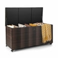 thumbnail image 2 of Outdoor Rattan Deck Box, 96 Gallon PE Wicker Patio Storage Box with Wheels and Liner - Multifunctional Storage for Patio Furniture Cushions, Garden Tools, and Pool Accessories, 2 of 4