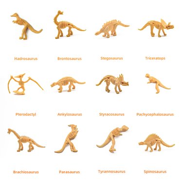 SIfdSeng Mini Toys Bulk for Boys 12Pcs Dinosaur Skeletons Assorted Dinosaur Skeleton Toy Figures Dino Bones Educational Gift for Science Play Dino Sand Party Decorations Mini Toys for Boys Bulk