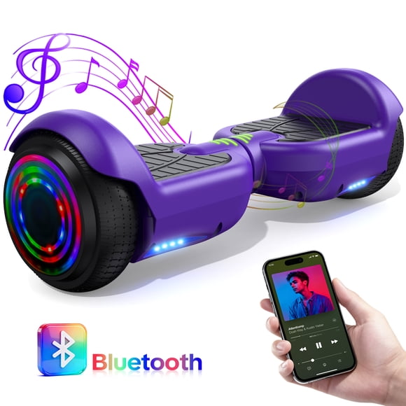 HOVERSTAR 6"Off-Road Hoverboard for Kids & Adults,Two-Wheel Self Balancing Flashing LED Wheels Electric Scooter,15km/h Max Speed,LED Light,UL 2272 Certified (Purple)