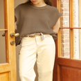 thumbnail image 2 of Gilets Pulls Unis pour Femmes Col Rond Manches Courtes Amples, 2 of 6