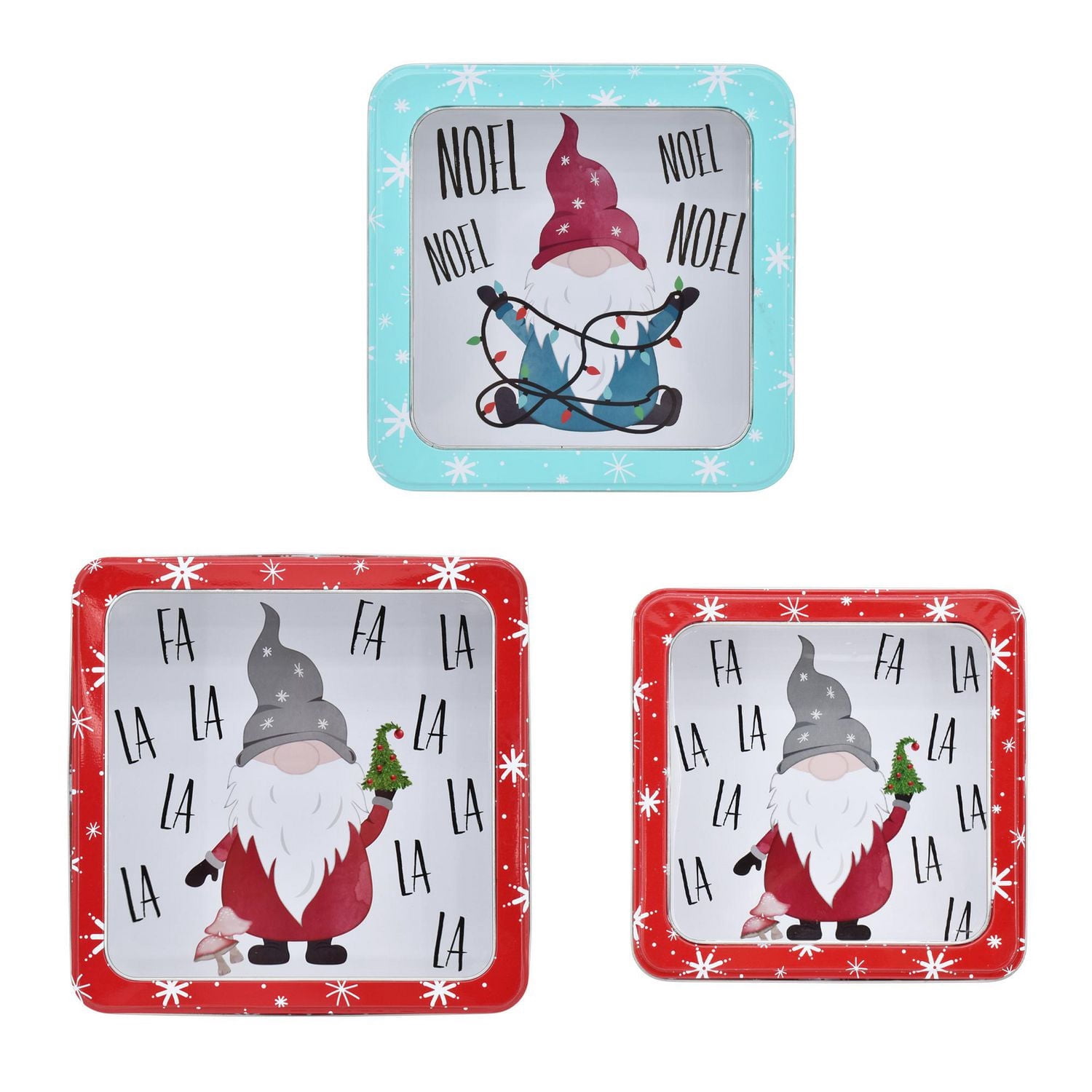 HOLIDAY TIME WINDOW SQUARE TIN