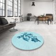 thumbnail image 4 of Ahgly Company Tapis d'Intérieur Lavable à la Machine, Carré, Transitionnel, Bleu Électrique, Tapis de Zone, 5 Pieds Carré, 4 of 7