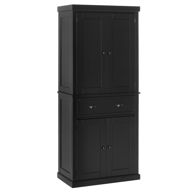 HOMCOM Kitchen Pantry Storage Cabinet, Tall Pantry with Drawer Black