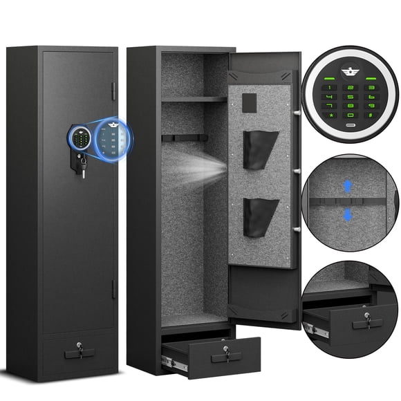 Coffre-Fort pour Armes 6 -7, Armoire à Armes pour Bureau à Domicile, Coffre-Fort Numérique pour Armes avec Clavier et Système d'Alarme Double