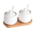 thumbnail image 1 of Ceramic Sugar Bowl With Lid, Porcelain Sugar Pot With Spoon, Small Salt Pot, Storage Jar , For Coffee Bar, Restaurant-White-2 Set, 1 of 8