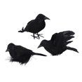 thumbnail image 3 of 3 Pcs Corbeaux d'Halloween Noirs Simulation Plume Corbeau Modèle Animal Corbeaux d'Halloween Style C, 3 of 9