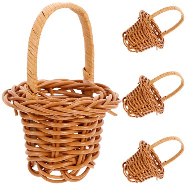 4 pcs Mini Rattan Woven Basket Flower Storage Basket Small Woven Basket with Handles