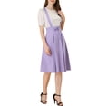 thumbnail image 2 of Unique Bargains Jupe Midi Plissée à Bretelles Rétro à Taille Élastique pour Femme Violet TP, 2 of 6