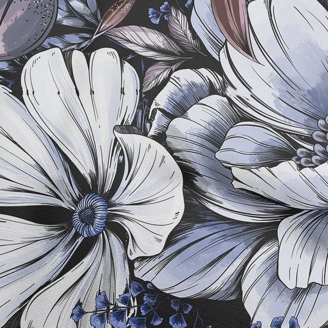 oneOone Cotton Poplin Medium Blue Fabric Florals Craft Projects Decor Fabric Printed By The Yard 56 Inch Wide