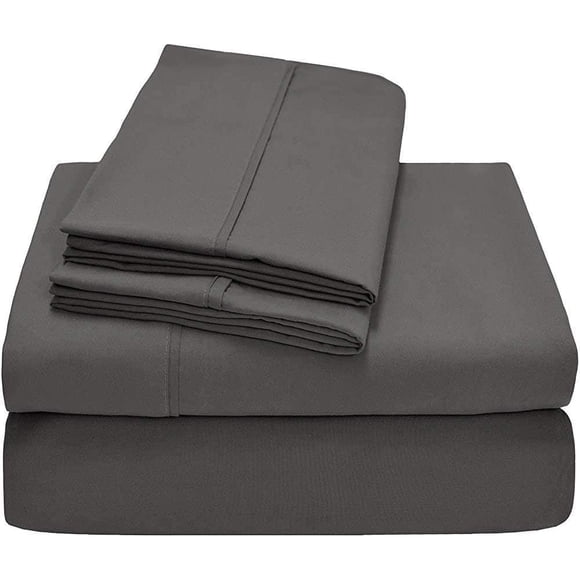 Alive Pixels Sheet Set Dark Grey Solid 100 Percent Cotton 4-Pc Sheet Set with 18 Inch Pocket 200TC (California King, Dark Grey)