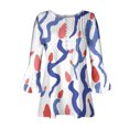 thumbnail image 4 of CEHVOM Femmes Mode Imprimé Décontracté Col en V Manches 3/4 T-Shirt Blouse Hauts Liquidation, 4 of 5