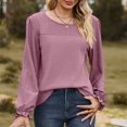 thumbnail image 2 of Timegard Blouse for Women Eyelet Scoop Neck Ruffle Long Sleeve Tops Fall Casual Comfy Tops Solid Color, 2 of 8