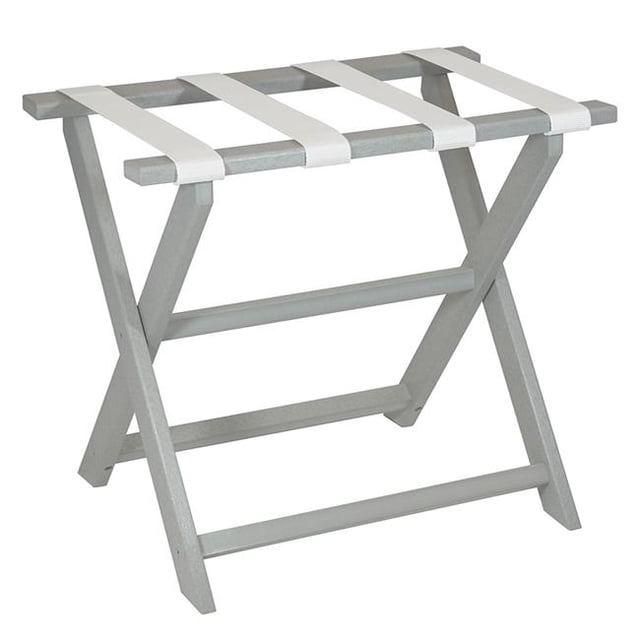 Support à Bagages Pliant Gris Pâle Écologique avec Sangles Blanches