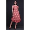 thumbnail image 4 of Bimba Orange Leaves & Ranunculus Floral Printed Knee Length Ladies Sleeveless Holiday Wear Tank Dress-X-Small, 4 of 6