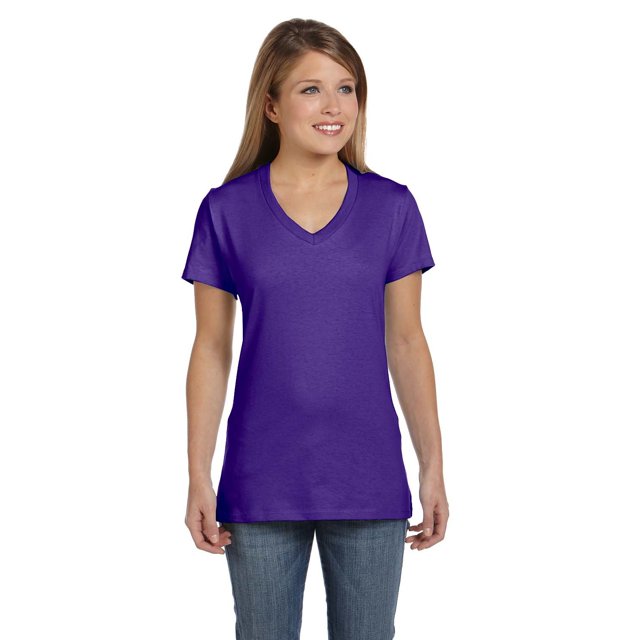Hanes Ladies 4.5 oz. 100% Ringspun Cotton nano-T V-Neck T-Shirt