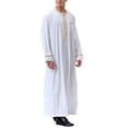 thumbnail image 3 of Men's Dress Robe with Embroidered Pocket Long Sleeve Shirt Traditional Arab Style Prayer Clothing Full-Length Coat and Robe for Men, 3 of 7