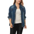 thumbnail image 3 of GRACE & GRANDEUR Women's Plus Size Long Sleeve Button Down Regular Fit Jean Denim Jacket Blue 2X, 3 of 5