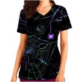 thumbnail image 1 of RKSTN Women Tops Short Sleeve V-neck Tops Working Uniform Halloween Printed with Pockets Blouse Scrub Tops, 1 of 5