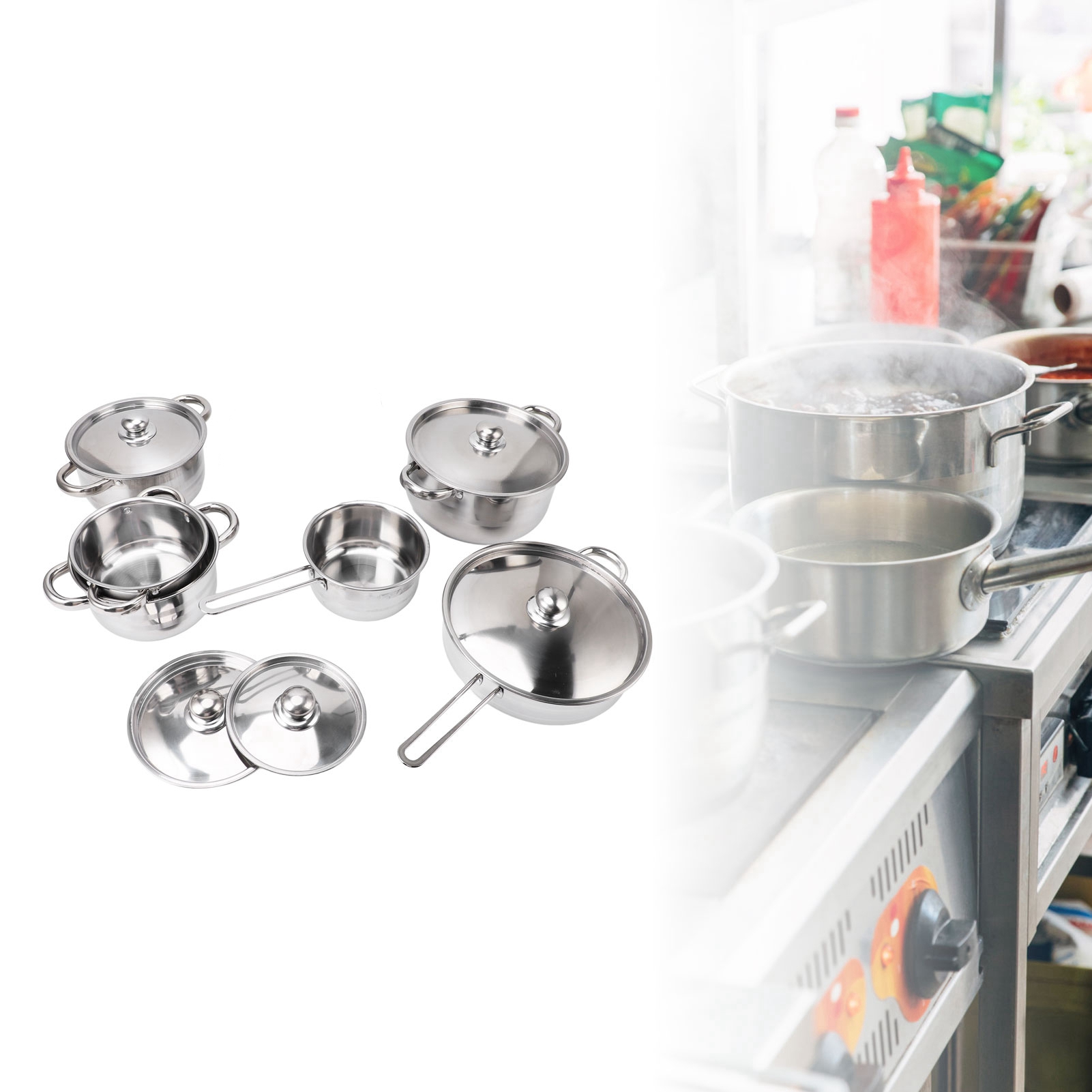 Cookware Set, Heat Resistant Double Ear Soup Pot Safe 7 Piece Cookware Set  for Kitchen