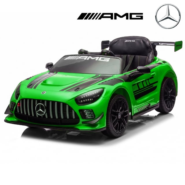 Licensed Mercedes-AMG GT3 24V Kids Ride-On Racing Car with Premium Leather Seat, High-Speed Performance 24V Power Wheels, Motorized Track Toy with Parent Remote, Green