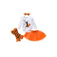 thumbnail image 1 of FOCUSNORM Baby Girl Outfit Letters Romper+Tutu Skirt+Leg Warmer+Headband, 1 of 9