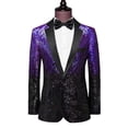 thumbnail image 3 of Pisexur Jackets for Men Comfortable Coats for Men Sequined Dance Suit With Dance Accompaniment Colorful Suit Dress Solid Color Men's Suit Jacket Purple,S, 3 of 5